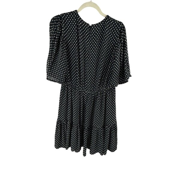 Derek Lam 10 Crosby Polka Dot Tiered Mini Dress Size 10 Black White Retro Flowy - Picture 6 of 9